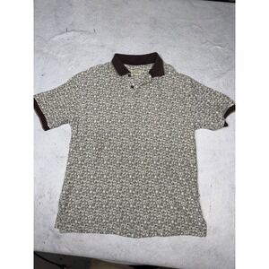 Vintage 90s St. John's Bay Men's Brown Beige Pattern Short Sleeve Polo Size XL